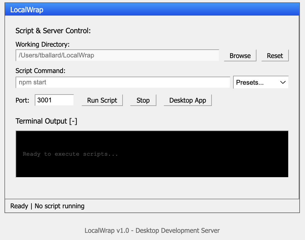 LocalWrap Application Interface